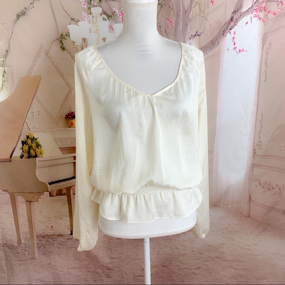 Michael Kors Ivory Silky Ruffle Blouse